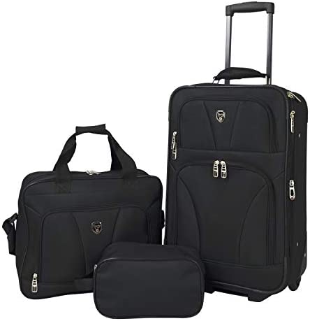 41iG8TOeiDL. AC  - Travelers Club Bowman 3-Piece Expandable Luggage Set, Black, (Dopp/Tote/20)