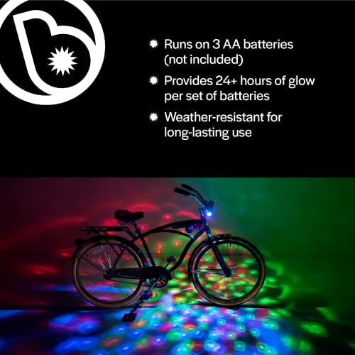 41sNtoBXYkL. AC  - Brightz CruzinBrightz Disco Party LED Bike Light, Tri-Colored - Blinking Swirling Color Patterns - Bicycle Light for Riding at Night - Mounts to Handlebar or Bike Frame - Fun Bike Accessories