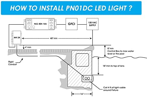 41sQTcX34vL. AC  - HQUA PN01DC 120V AC LED RGBW Color Change Inground Pool Light, 10 Inch 35W 3000lm (300W Incandescent Equivalent), with 100” Cord, Transformer Included, UL Listed, Fit for 10" Large Wet Niches.