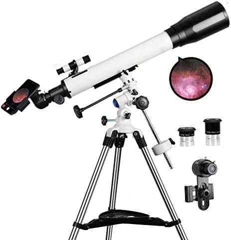 41w00JxcabL. AC  - Telescopes for Adults, 70mm Aperture and 700mm Focal Length Professional Astronomy Refractor Telescope for Kids and Beginners - with EQ Mount, 2 Plossl Eyepieces and Smartphone Adapter