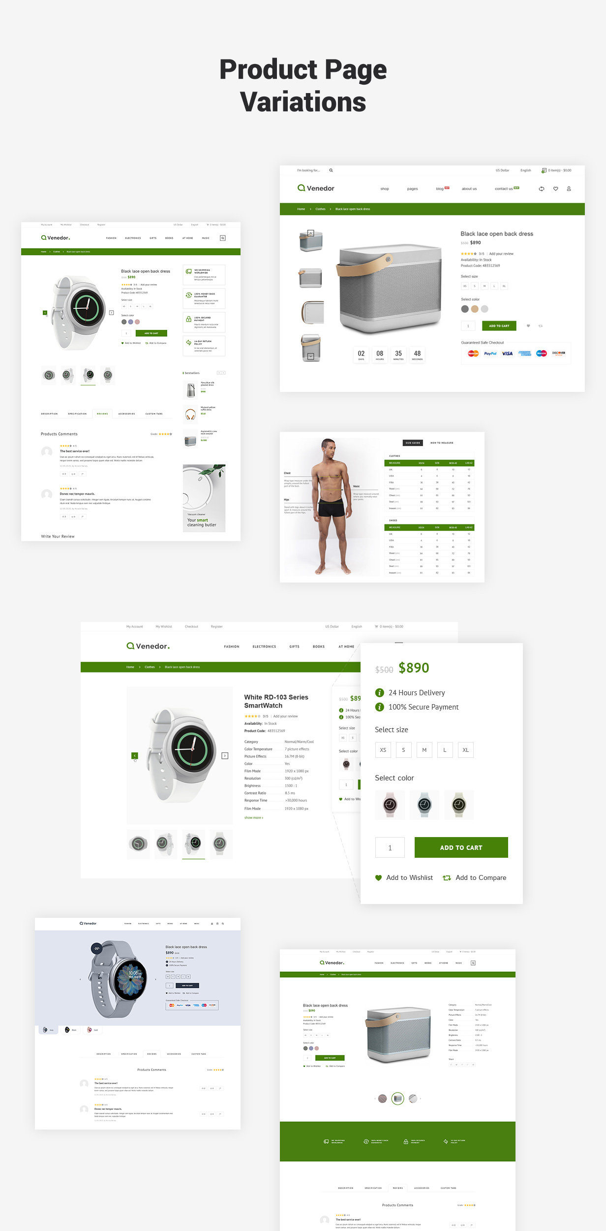 4 product pages - Venedor - Premium Shopify Theme