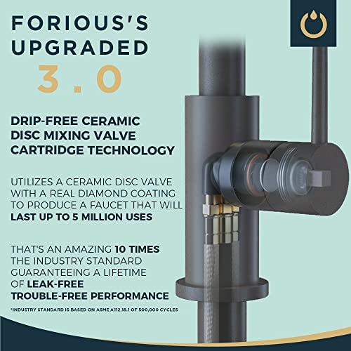 519FdBxpJQL. AC  - FORIOUS Kitchen Faucet with Pull Down Sprayer Brushed Nickel, High Arc Single Handle Kitchen Sink Faucet with Deck Plate, Commercial Modern rv Stainless Steel Kitchen Faucets, Grifos De Cocina