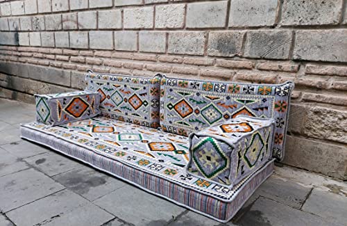 51Ygp58L3XL - 8 Thickness Gray Arabic Sofa Floor Seating Set, Pallet Sofa, Floor Cushions, Sectional Sofa, Arabic Majilis, Ottoman Couch, Arabic Jalsa (8'' Thickness Sofa)