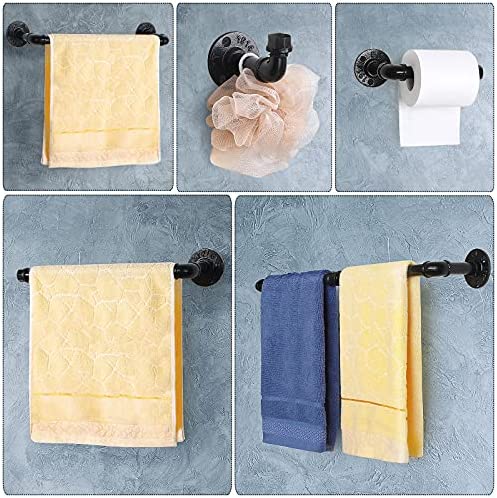51htL5AgxKL. AC  - MOOACE Bathroom Hardware Set 7 Pieces, Industrial Pipe Bath Towel Bar Set, Heavy Duty Wall Mounted Farmhouse Towel Rack Set Include 2 Towel Bars, 2 Toilet Paper Holders and 3 Robe Hooks