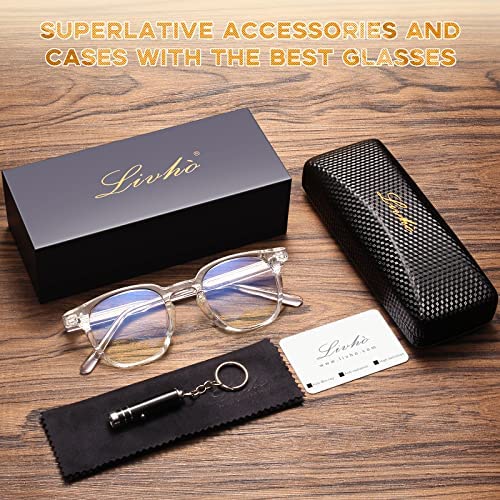 51vIEksMOWL. AC  - Livho Fashion Acetate Round Blue Light Blocking Glasses for Women Men, Computer Gaming Glasses Anti Eye Strain Eyewear w/Case