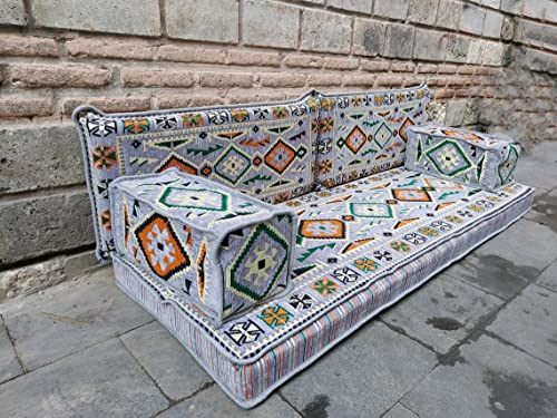 51wR4cHjC2L - 8 Thickness Gray Arabic Sofa Floor Seating Set, Pallet Sofa, Floor Cushions, Sectional Sofa, Arabic Majilis, Ottoman Couch, Arabic Jalsa (8'' Thickness Sofa)