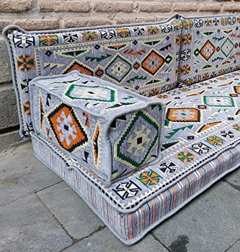 617XIh75g8L - 8 Thickness Gray Arabic Sofa Floor Seating Set, Pallet Sofa, Floor Cushions, Sectional Sofa, Arabic Majilis, Ottoman Couch, Arabic Jalsa (8'' Thickness Sofa)