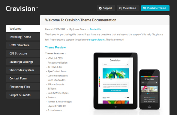 docs preview - Crevision - Responsive HTML Template