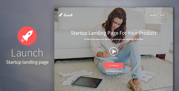 preview.  large preview - Launch - Startup Landing Page