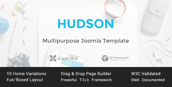 theme preview.  large preview - Hudson - Multipurpose Joomla Template