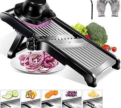 1667302544 51VYcO1IbWS. AC  500x445 - Adjustable Mandoline Food Slicer, Kitchen Stainless Steel Food Cutter for Vegetable Fruit Cheese,Food Blade Onion Cutter with Spiralizer Vegetable Slicer and Cut Resistant Gloves