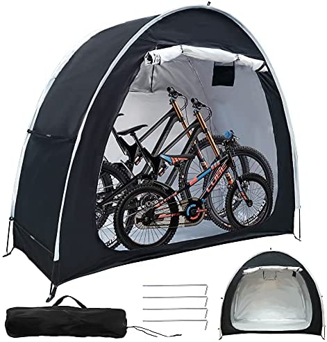 PROLEE Bike Tent 6.6FT Waterproof 210D Oxford Fabric, Outdoor Bicycle Cover Shelter with Window Design, Bike Storage Tent for 2 Bikes, Storage Tent for Home Garden