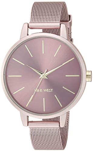 Nine West Women’s NW/2280PKPK Pink Mesh Bracelet Watch