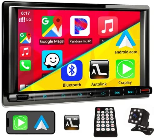 1669251557 51OOsT2BsyL. AC  - 7 Inch Double Din Car Stereo with Apple Carplay and Android Auto, 5.2 Bluetooth Car Stereo with Backup Camera and 16-Band EQ, HD Touch Screen for Car Radio with Mirror Link,2USB/SWC/FM/AM/ID3.