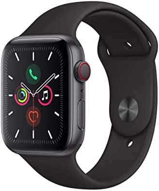 41+DYtVCl4L. AC  - Apple Watch Series 5 (GPS + Cellular, 44MM) Space Gray Aluminum Case with Black Sport Band (Renewed)