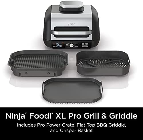 412qkZFVhuL. AC  - Ninja IG601 Foodi XL 7-in-1 Indoor Grill Combo, use Opened or Closed, Air Fry, Dehydrate & More, Pro Power Grate, Flat Top Griddle, Crisper, Black, 4 Quarts