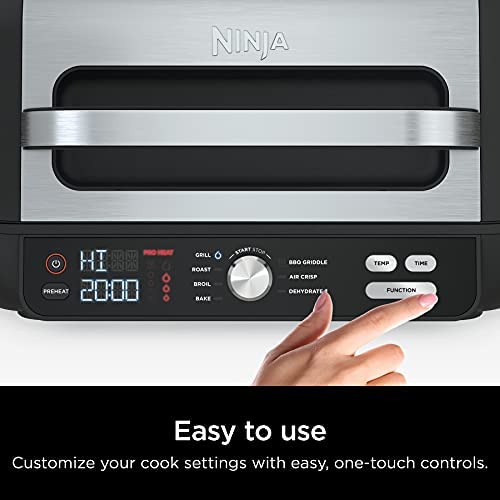 413ne5KXVuL. AC  - Ninja IG601 Foodi XL 7-in-1 Indoor Grill Combo, use Opened or Closed, Air Fry, Dehydrate & More, Pro Power Grate, Flat Top Griddle, Crisper, Black, 4 Quarts