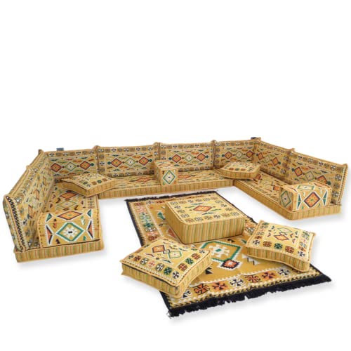 41FQmtaAg3L - Arabic U Shaped Floor Sofa,Arabic Floor Seating,Arabic Floor Sofa,Arabic Majlis Sofa,Arabic Couches,Floor Seating Sofa MA 45 (High Quality FOAM)