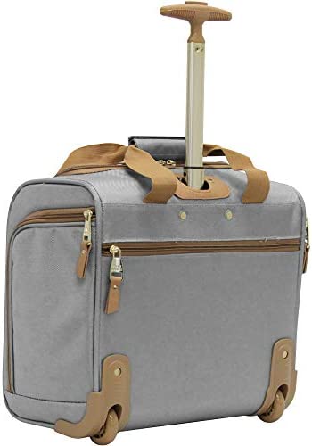 41RMHH2FdaL. AC  - Steve Madden Designer 15 Inch Carry on Suitcase- Small Weekender Overnight Business Travel Luggage- Lightweight 2- Rolling Spinner Wheels Under Seat Bag for Women (Harlo Gray)