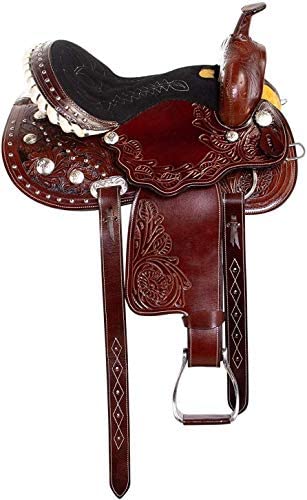 41mDUbhcjAL. AC  - Ali Leather Store Western Leather Barrel Racing Show Trail Horse Saddle & tack with Matching Headstall Breast Collar and Reins. (seat Size 10" - 18" Inches)