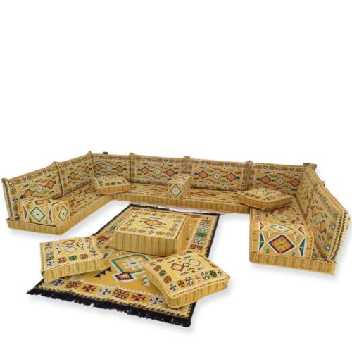 41yaDwoS8HL - Arabic U Shaped Floor Sofa,Arabic Floor Seating,Arabic Floor Sofa,Arabic Majlis Sofa,Arabic Couches,Floor Seating Sofa MA 45 (High Quality FOAM)