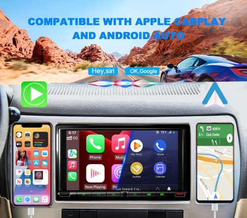 510nfQaZm L. AC  - 7 Inch Double Din Car Stereo with Apple Carplay and Android Auto, 5.2 Bluetooth Car Stereo with Backup Camera and 16-Band EQ, HD Touch Screen for Car Radio with Mirror Link,2USB/SWC/FM/AM/ID3.