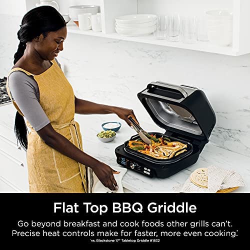515CKDmjbvL. AC  - Ninja IG601 Foodi XL 7-in-1 Indoor Grill Combo, use Opened or Closed, Air Fry, Dehydrate & More, Pro Power Grate, Flat Top Griddle, Crisper, Black, 4 Quarts