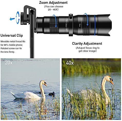 516iJK5xLuL. AC  - MIAO LAB HD 20-40X Zoom Lens with Tripod Telephoto Mobile Phone Lens Telescope for iPhone13 Samsung Other Smartphones Hunting Camping Sports