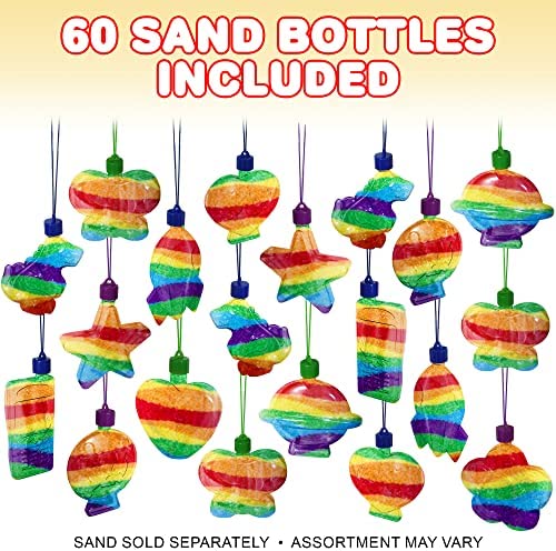 51EzW3ahdcL. AC  - ArtCreativity Sand Art Bottle Necklaces Assortment for Kids, Bulk Pack of 60, Collection of Sand Art Craft Bottle Necklaces, Fun Party Supplies & Favors for Boys and Girls - Sand Sold Separately