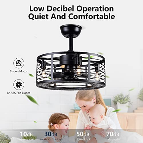 51UJUQf+hML. AC  - Dannilong Caged Ceiling Fan with Lights ,Modern Enclosed Ceiling Fan Indoor with Remote Control ,Black Industrial Ceiling Fan Light Kit for Living Room, Bedroom, Kitchen (Stripped)