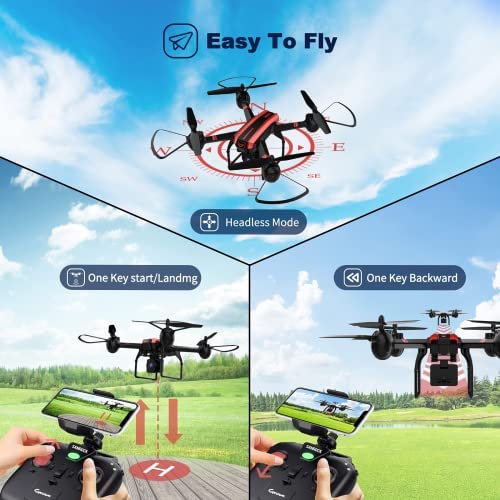 51fJQGYrFuL. AC  - SANROCK 1080P HD Camera Drones for Adults And Kids, X105W RC Quadcopter for Beginners, Wifi Live Video Cam, App Control, Altitude Hold, Headless Mode, Trajectory Flight, Gravity Sensor, 3D Flip