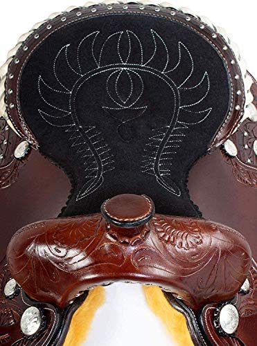 51m4zBsvhtL. AC  - Ali Leather Store Western Leather Barrel Racing Show Trail Horse Saddle & tack with Matching Headstall Breast Collar and Reins. (seat Size 10" - 18" Inches)