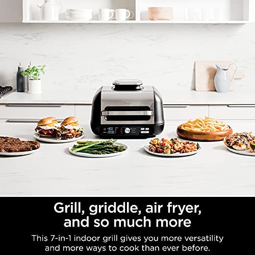 51n3iWl03uL. AC  - Ninja IG601 Foodi XL 7-in-1 Indoor Grill Combo, use Opened or Closed, Air Fry, Dehydrate & More, Pro Power Grate, Flat Top Griddle, Crisper, Black, 4 Quarts