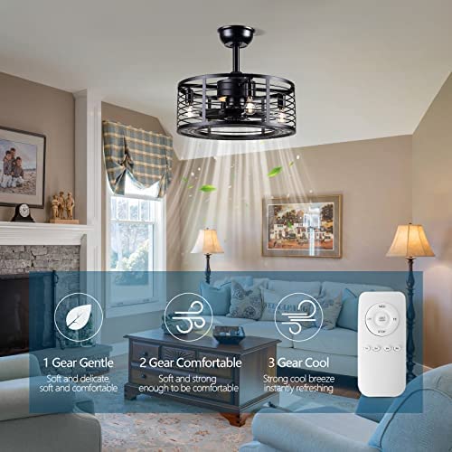 51pwUwpG3TL. AC  - Dannilong Caged Ceiling Fan with Lights ,Modern Enclosed Ceiling Fan Indoor with Remote Control ,Black Industrial Ceiling Fan Light Kit for Living Room, Bedroom, Kitchen (Stripped)