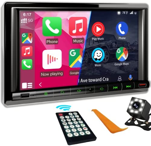 51qVHSM8DnL. AC  - 7 Inch Double Din Car Stereo with Apple Carplay and Android Auto, 5.2 Bluetooth Car Stereo with Backup Camera and 16-Band EQ, HD Touch Screen for Car Radio with Mirror Link,2USB/SWC/FM/AM/ID3.