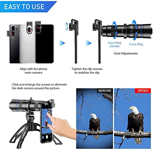 51rIh5emGML. AC  - MIAO LAB HD 20-40X Zoom Lens with Tripod Telephoto Mobile Phone Lens Telescope for iPhone13 Samsung Other Smartphones Hunting Camping Sports