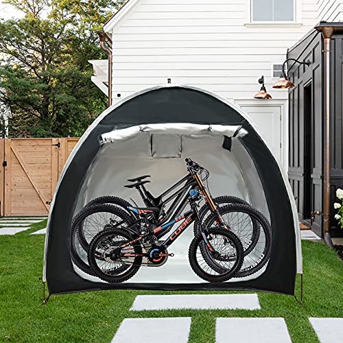 612sxvDKdML. AC  - PROLEE Bike Tent 6.6FT Waterproof 210D Oxford Fabric, Outdoor Bicycle Cover Shelter with Window Design, Bike Storage Tent for 2 Bikes, Storage Tent for Home Garden