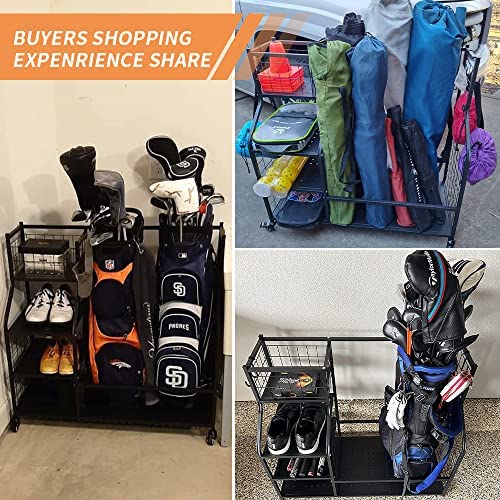 61Tza1HOXlL. AC  - Golf Bags Storage Garage Organizer, Golf Bag Organizer for Golf Bags and Golf Accessories, Golf Bags Stand, Extra Large Size Golf Storage Rack with Wheels, Golf Bags Organizer Rack for Garage