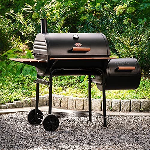 61j0tGqIgKS. AC  - Char-Griller E1224 Smokin Pro 830 Square Inch Charcoal Grill with Side Fire Box, 50 Inch, Black