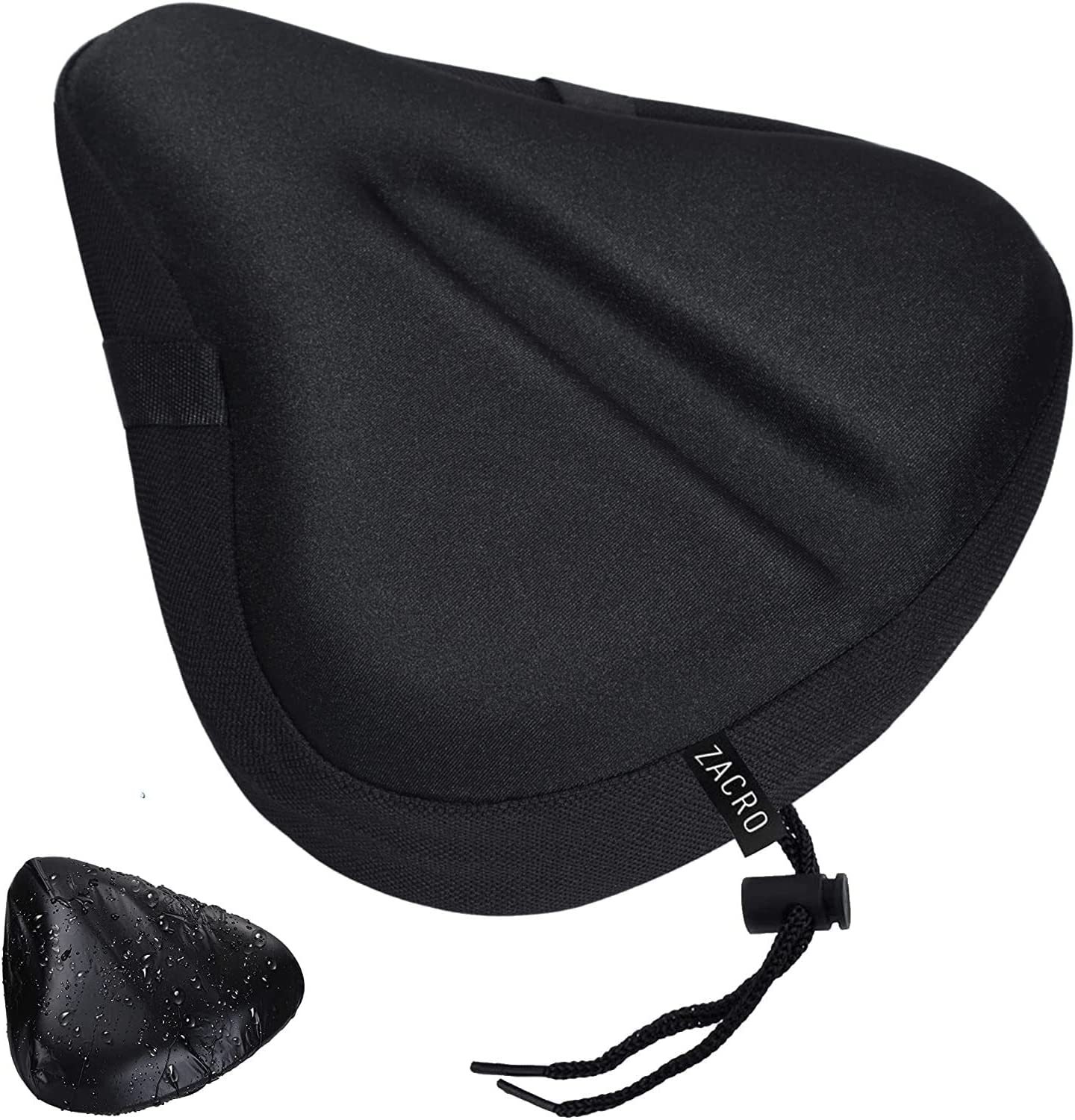 71tsQNb7YsL. AC SL1500  - Zacro Bike Seat Cushion - Gel Padded Wide Adjustable Cover for Men & Womens Comfort, Compatible with Peloton, Stationary Exercise or Cruiser Bicycle Seats, 11.4in X 10.4in, Water&Dust Resistant Cover