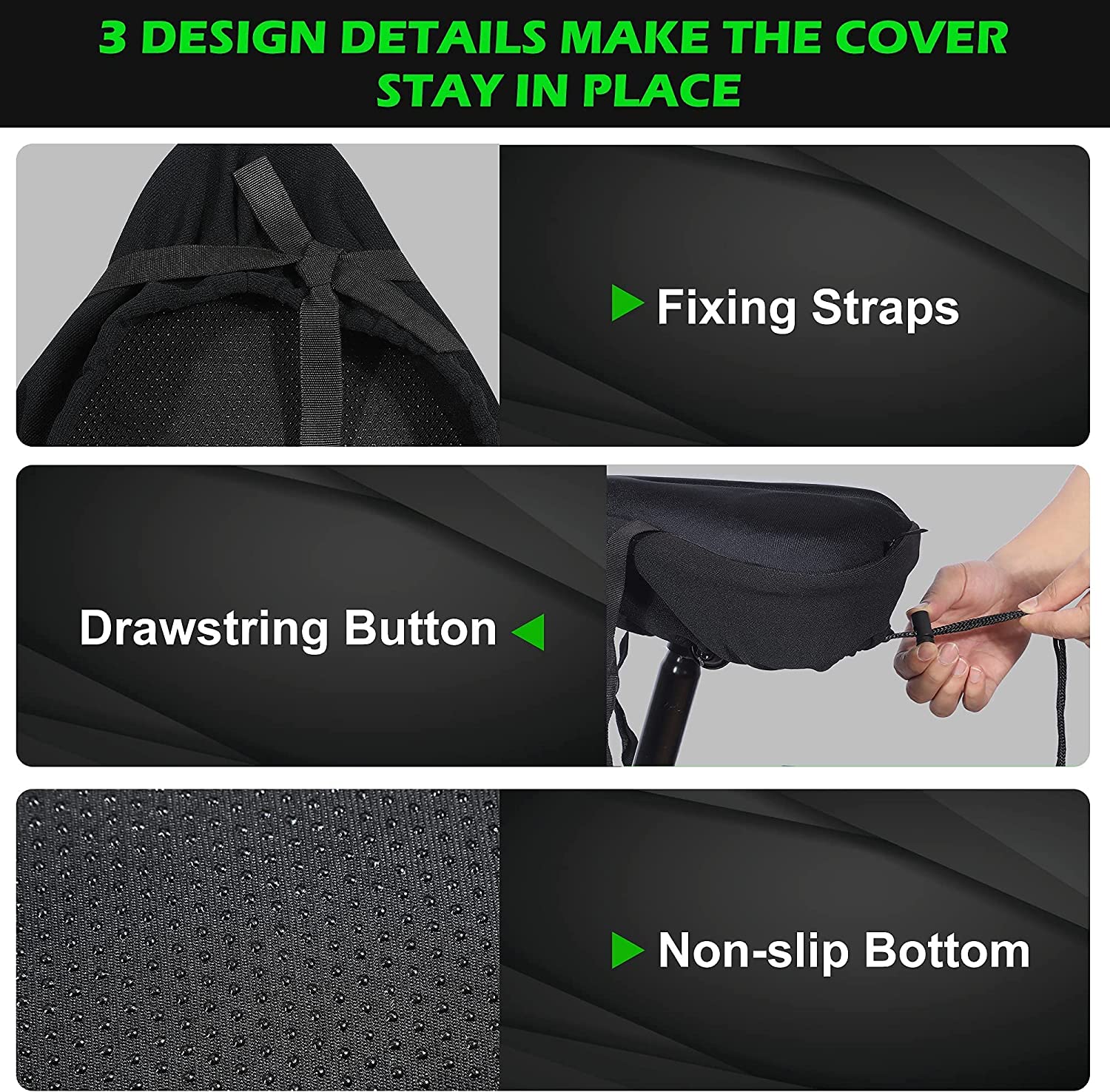 81A5DUlwoHL. AC SL1500  - Zacro Bike Seat Cushion - Gel Padded Wide Adjustable Cover for Men & Womens Comfort, Compatible with Peloton, Stationary Exercise or Cruiser Bicycle Seats, 11.4in X 10.4in, Water&Dust Resistant Cover