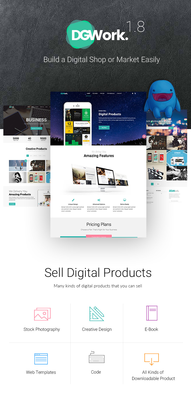 description 1 - DGWork - Responsive Digital Shop & Market Easy Digital Downloads Theme