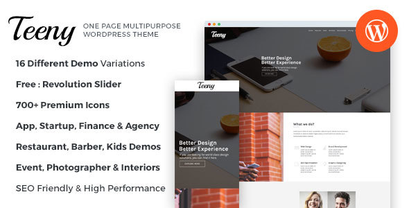 screen01.  large preview - Teeny - One Page Multipurpose WordPress Theme