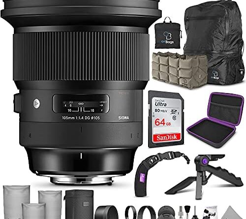 1670334448 51jhWU2gR7L. AC  500x445 - Sigma 105mm f/1.4 DG HSM Art Lens for Sony E Mount with Altura Photo Advanced Accessory and Travel Bundle