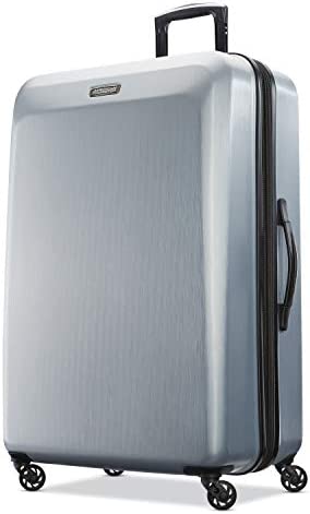 American Tourister Moonlight Hardside Expandable Luggage with Spinner Wheels, Silver, Checked-Large 28-Inch