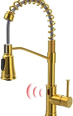 1671719625 41FlOO9NpdL. AC  280x445 - GIMILI Gold Touchless Kitchen Faucet with Pull Down Sprayer, Brushed Brass Motion Sensor Smart Hands-Free Activated Single Hole Spring Faucet for Kitchen Sink