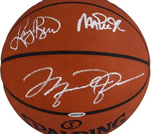 1671806499 51fN9ZNwMcL. AC  500x445 - Magic Johnson, Larry Bird, Michael Jordan Autographed Official NBA Basketball - Upper Deck - Autographed Basketballs
