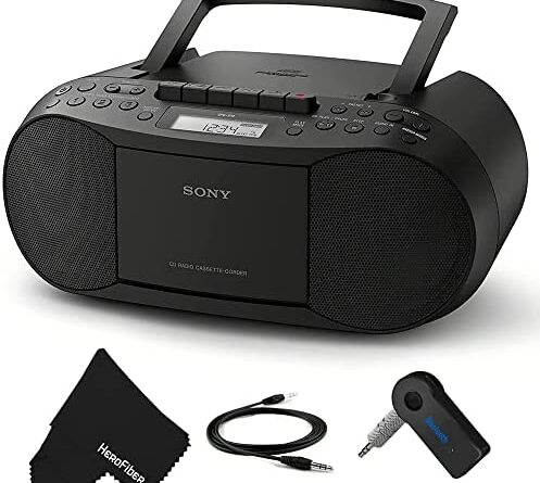 1671893098 51Hasg47AVL. AC  497x445 - Sony Bluetooth Boombox CD Radio Cassette Player Portable Stereo Combo with AM/FM Radio, Tape Player and Recorder & Bluetooth Receiver | Home Radio or for the Beach | Includes Aux Cable, Cleaning Cloth