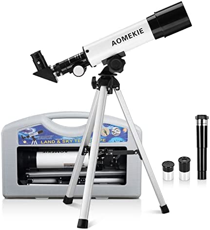 AOMEKIE Telescopes for Kids 50/360mm Telescope for Astronomy Beginners with Carrying Case Tripod Erecting Eyepiece Refractor Telescope Kit As