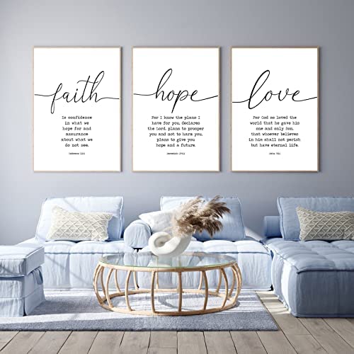 Faith Hope and Love Bible Verses 3 Piece Canvas Wall Art Decor Serenity Prayer Wall Art or Living Room Large Size Christian Art Religious Quotes Wall Decor Unframed Love Wall Art Prints 16x24inchx3